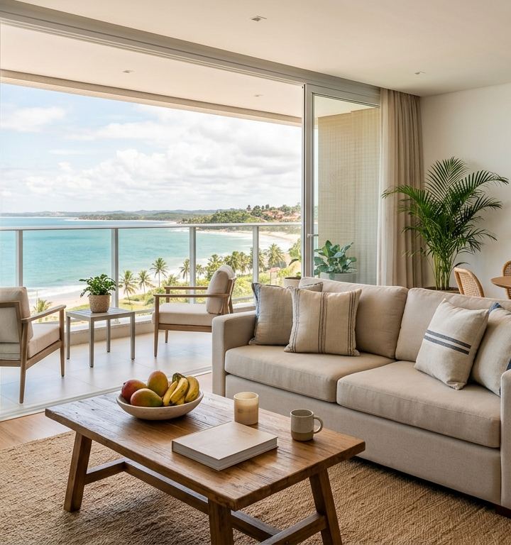 Apartamento moderno em Ilhéus com vista para o mar, ideal para investimento.