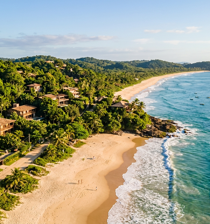 Vista aérea da costa de Olivença em Ilhéus Bahia