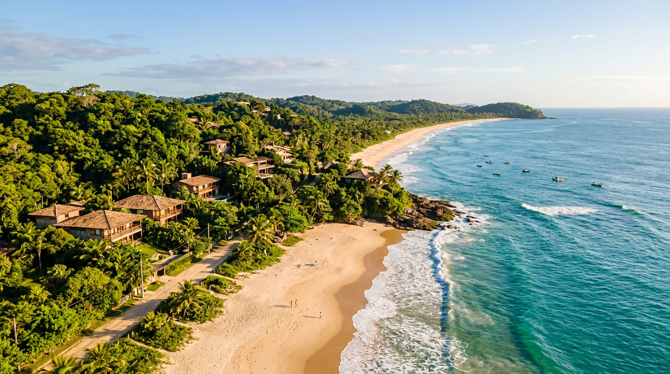 Vista aérea da costa de Olivença em Ilhéus Bahia
